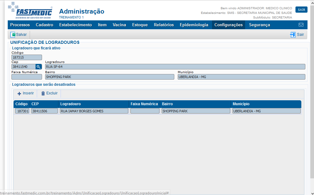 Imagem demonstrativa da Unificação de Logradouros